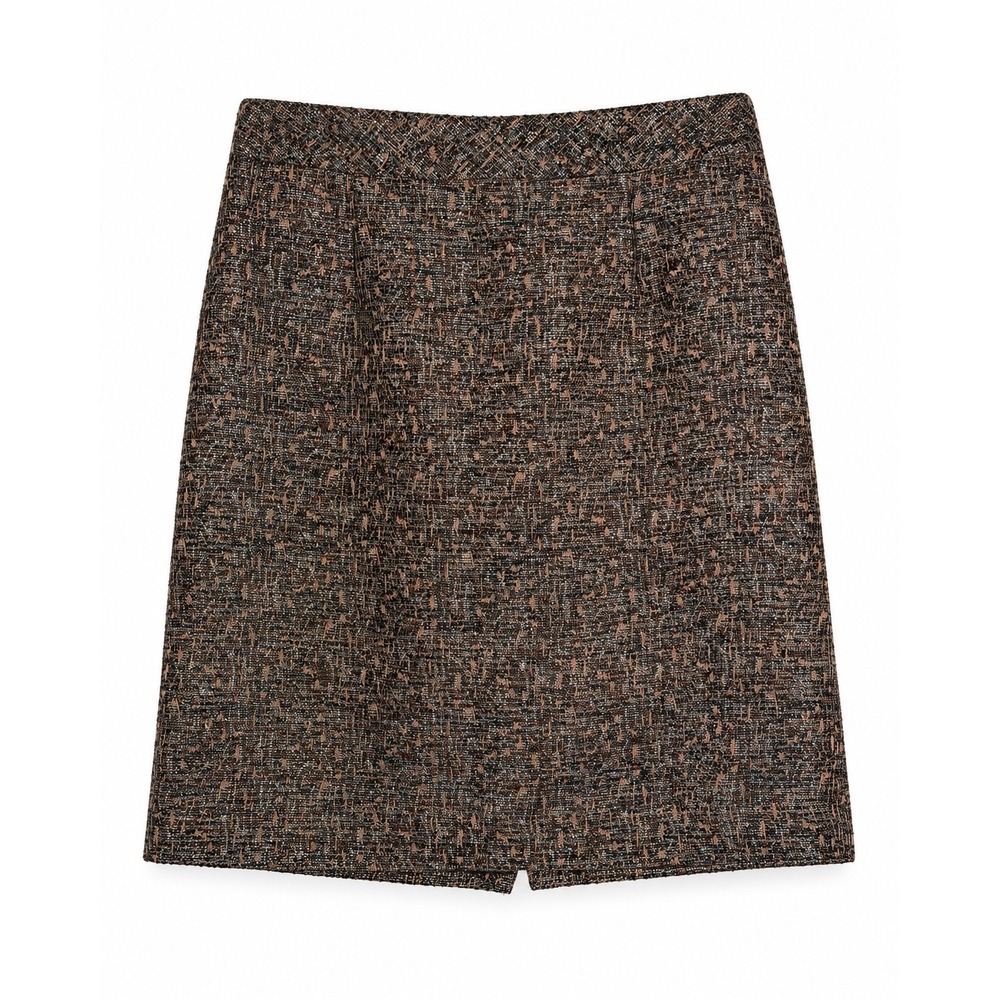 Coldwater Creek P12 Brown Metallic Tweed Skirt Career Lined Pencil